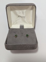 Vintage Genuine Oval-cut Emerald & 14K Gold Stud Earrings. New in JC Penny’s Box