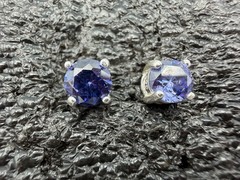 1.46g Vintage Sterling Silver 925 Earrings Round Faceted Sparkling Studs M
