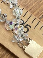 Aurora Borealis Crystal Necklace 2 Strand 25″ 31″ Vintage Chain Strung GF Clasp