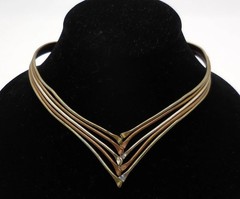 Vintage Mid Century Modern Sterling Silver & Mixed Metal Necklace Brass Copper