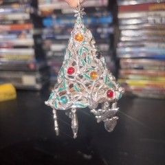 MYLU Silver Tone Multi Color Rhinestone Christmas Tree Brooch