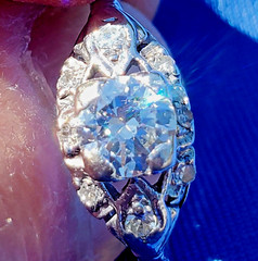 Original EARTH MINED DIAMOND Deco Engagement Ring Antique PLATINUM Solitaire S 8