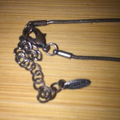 VCLM Charm Pendant Necklace Snake Chain Silver Tone Faceted Crystal Beads