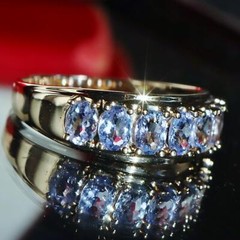 10k yellow gold ring 1.00ct natural tanzanite size 6 band vintage 2.15gr N3511