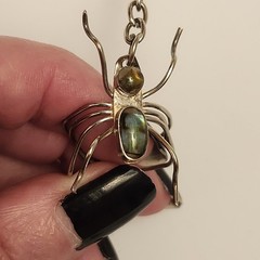 Alpaca Mexico Silver Spider Web Slave Cuff Bracelet With Abalone Or Paua 1980’s