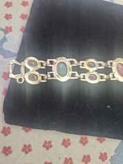 Vintage Gold Tone Scarab Double Links Bracelet