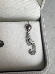 vintage Sterling Silver Seahorse Long Tail Earrings yt#8