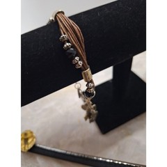 Boho Beaded Charm Bracelet On Cord Gypsy Cha-Cha Multi Strand Mixed Media
