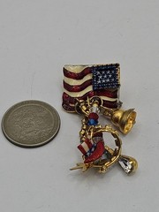Vintage Repurpused Lunch At The Ritz Patriotic American Flag Charm Brooch