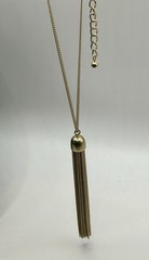 Gold Tone Long Tassel Pendant Necklace – Adjustable Chain