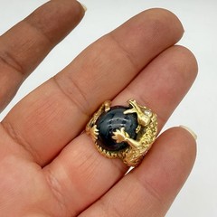 Vtg Estate 14k Yellow Gold Serpent Ring Alligator Dragon Diamond Eye 10.89gr
