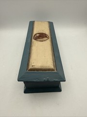 Vintage Wooden Box Blue & White with Hand Painted Horse filled with Jewelry