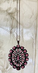 Vintage Czechoslovakia Multiple Diamond Shape Amethyst Pendant Necklace & Chain