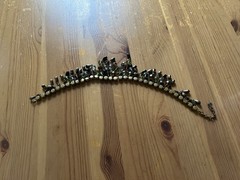 Vintage Beaded Bib Statement Necklace Green Brown Black Adjustable Fringe Boho