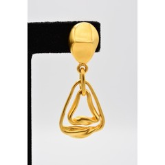 Casual Corner Vintage Earrings Brushed Gold Dangle Chunky Signed 1980s BinC