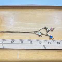 Vintage Y2K Multi-Color Rhinestone Boy & Girl Charm Ball Chain Necklace Classic