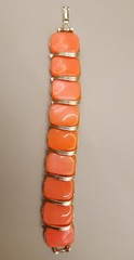 Vintage Lisner Orange Thermoset Bracelet Gold Tone Mid Century 1950s 1.6oz