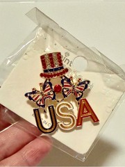 Mint Red White Blue USA Patriotic Brooch