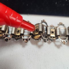 Vintage Purple Cabochon Ornate Link Bracelet Silver Tone Victorian Style 6.25 in