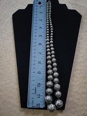 Vntg Japan textured metal beads silvertone necklace Rare
