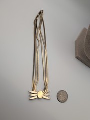 Vintage Monet Priscilla 3 Strand Gold Tone Necklace “Slider” Bow Bolo 17 inches
