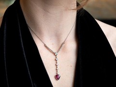 Antique 2.10Ct Pear Cut Ruby and 2.04Ct Diamond Platinum Pendant Circa 1915