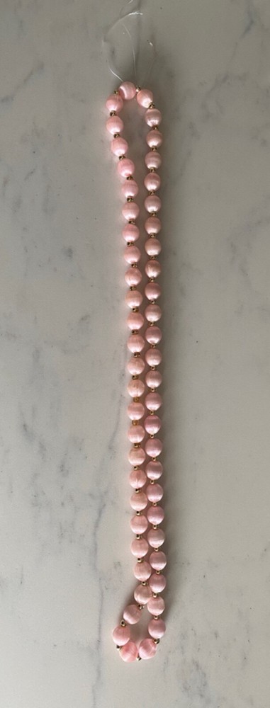 New Vintage Necklace Pink Silk Thread Beads & Gold beads