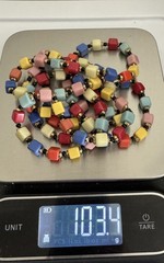 Vintage RARE Collectors Square Glass Bead Hand Strung 50” Necklace