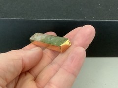 Vintage gold plated genuine Opal Peridot nuggets in resin bar pendant 0.5” x 2”