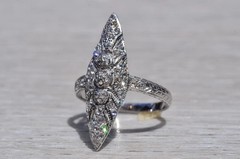 Antique Art Nouveau Style LabCreated Diamond Art Deco Engagement 14K GoldFN Ring