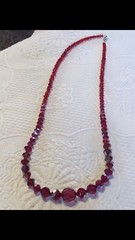 Woman’s Vintage Red Aurora Crystal Necklace Restrung 28 Inch
