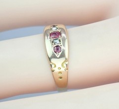 Lovely Antique Victorian Solid 15K Gold Ruby Diamond Gem Ring Chester 1892 5.75