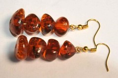 VINTAGE RUSSIAN SOVIET BALTIC SEA AMBER EARRINGS 老琥珀 USSR KALININGRAD STONE ROCK