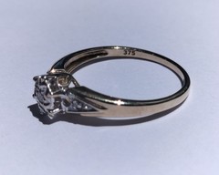 Vintage Prouds 9K Yellow & White Gold Ring w/ 3x Diamonds Size P (17.75 mm) 1.8g