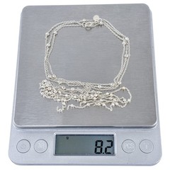 Beaded Y Lariat Necklace | Long Drop Station Chain | Sterling Silver 925 24”