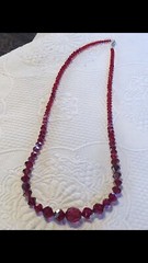 Woman’s Vintage Red Aurora Crystal Necklace Restrung 28 Inch