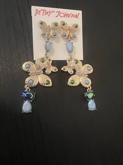 Betsey Johnson Bugging Butterfly Statement Necklace Ring Earrings Set – Rare-G4