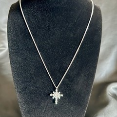 Camrose & Kross CZ Silvertone Cross Necklace JBK Chain COA Jacqueline B Kennedy