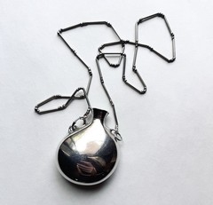 Ultra Rare Early Elsa Peretti Silver 71mm Open Bottle Necklace 1974 Tiffany & Co