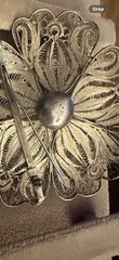 Antique Made In Mexico 900 Silver Floral Filigree Brooch 3D 3.75” 56 Grams