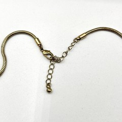 VTG Retro Gold Tone Phoenix Wing Necklace Sage Green & Amber Tone Boho Statement