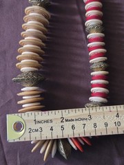 Vintage Boho Tribal Style Disc Bead Necklace Mixed Material Chunky