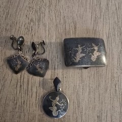 VINTAGE LOT OF STERLING SILVER SIAM JEWELRY PIECES/ 7 TOTAL