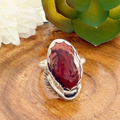 Vintage Sterling Ring Size 6 3/4 7 Native American Mexican Cantera Fire Opal
