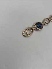Vintage 1/20 12k On Sterling Blue Glass Stone Infinity Eye Link Bracelet 6-3/4”