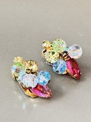 Vintage Verified JULIANA D&E Pastel Glass Beads Bracelet Brooch Earring Set