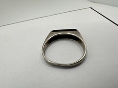 Vtg Sterling Silver Black Stone Ring Signed 925 MB? Minimalist Simple S7.5 Read