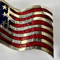 Vintage Sterling Silver .925 American Patriotic Flag Pin USA