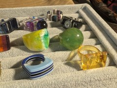 40+ Vintage Bakelite Lucite Etc plastic ring collection! Many sizes & designs!