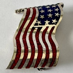 Vintage Sterling Silver .925 American Patriotic Flag Pin USA